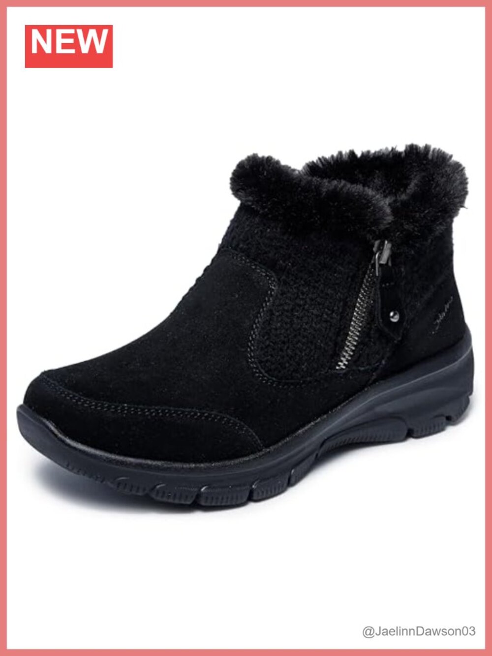 Women's Suede Faux Fur Ankle Boots Memory Foam Zip Winter Booties